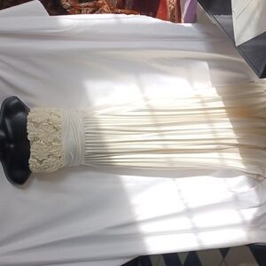 Speechless Elegant cream strapless prom dress with flowers and sequins, sz 11